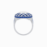 Art Deco Style Geometric Cocktail Ring with Gemstone - Shahin Jewelry